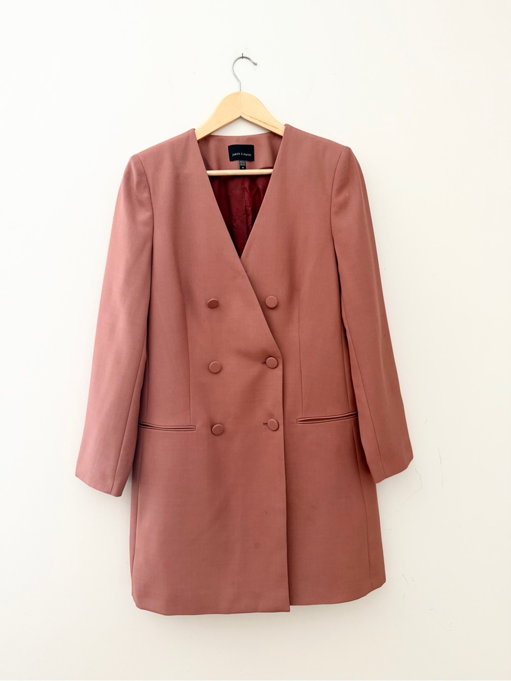 JUDITH & CHARLES dusty rose pink long sleeve blazer dress L
